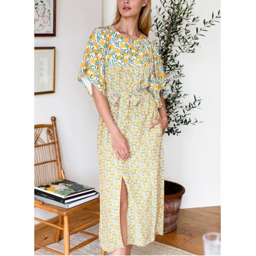 Emerson Fry Marion midi-maxi button patchwork dress in calico